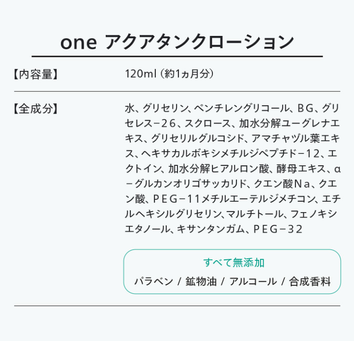 3：oneアクアタンクローション 成分表
