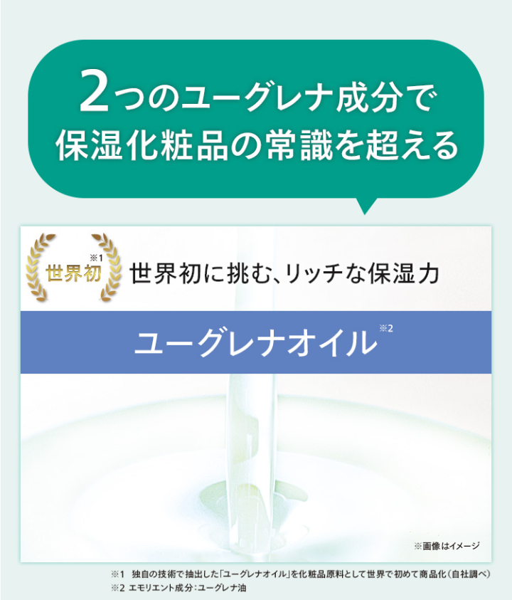 2つのユーグレナ成分で保湿化粧品の常識を超える