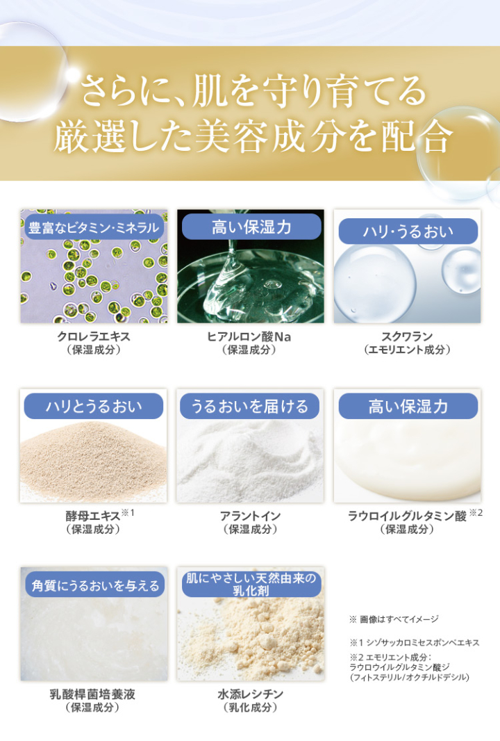 さらに、肌を守り育てる厳選した美容成分を配合