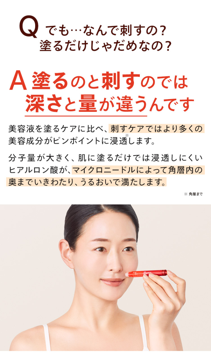 塗るのと刺すのでは深さと量が違うんです。